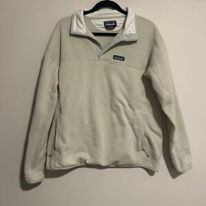 Patagonia Snap Off-White Fleece Pullover Size Large